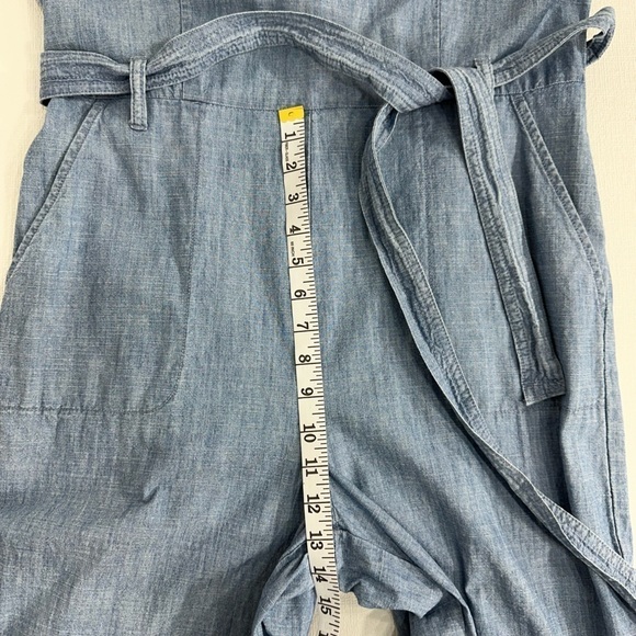 Vince Camuto embroidered denim jumpsuit flutter sleeve size M - Picture 12 of 16